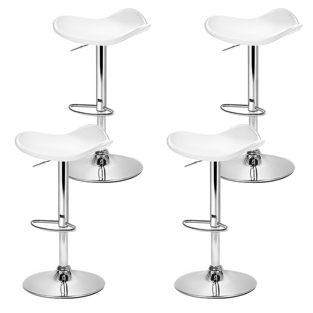 Table & Bar Stools: Artiss 4x Bar Stools Leather Gas Lift Chair White