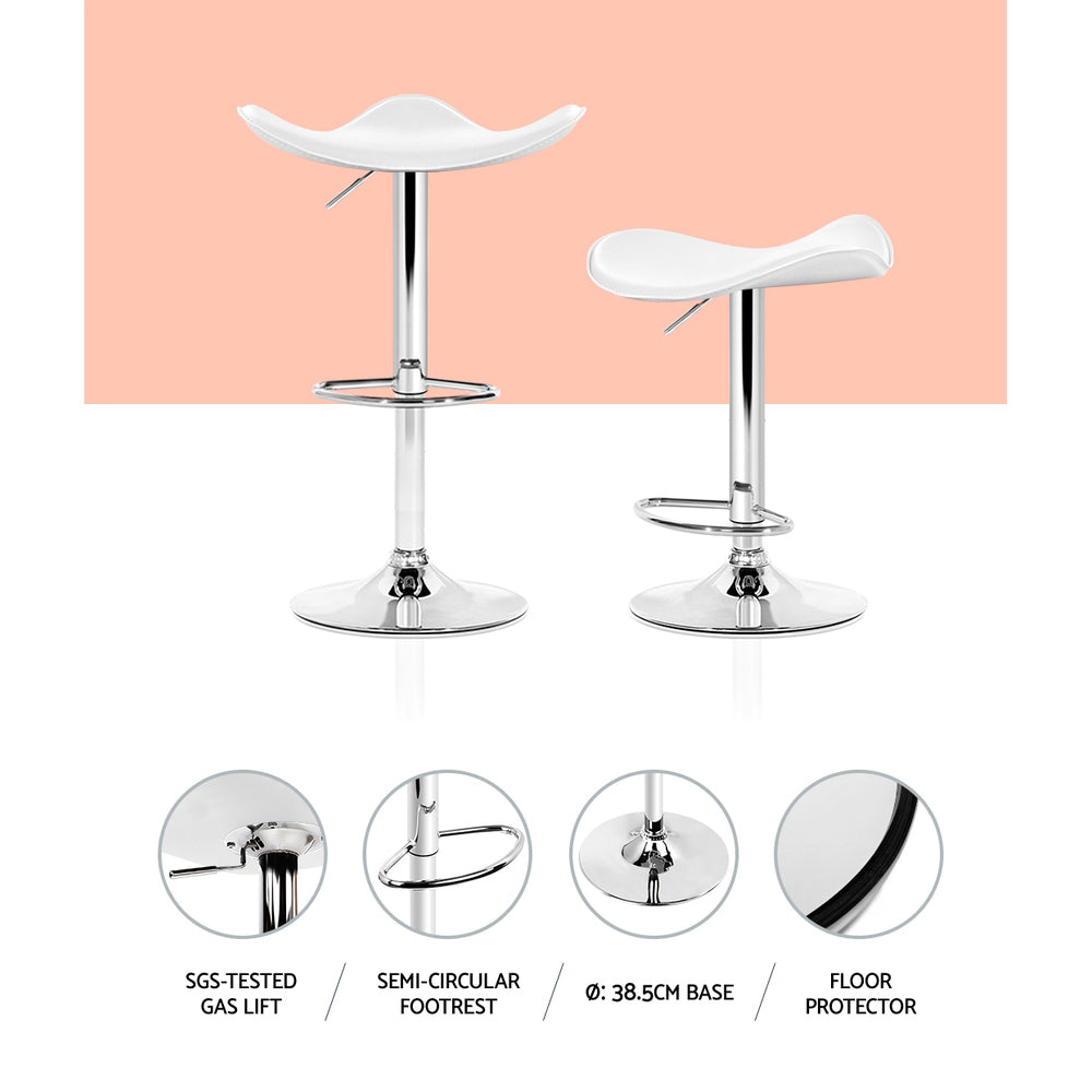 Table & Bar Stools: Artiss 4x Bar Stools Leather Gas Lift Chair White