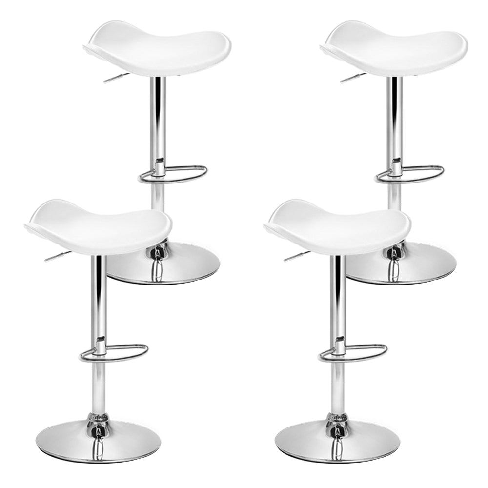 Table & Bar Stools: Artiss 4x Bar Stools Leather Gas Lift Chair White