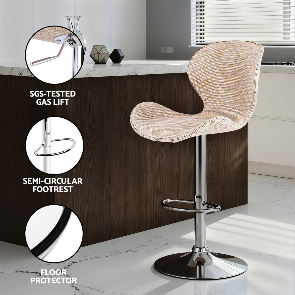Table & Bar Stools: Artiss 2x Bar Stools Kitchen Swivel Gas Lift Counter Chair Wing PE Rattan Beige