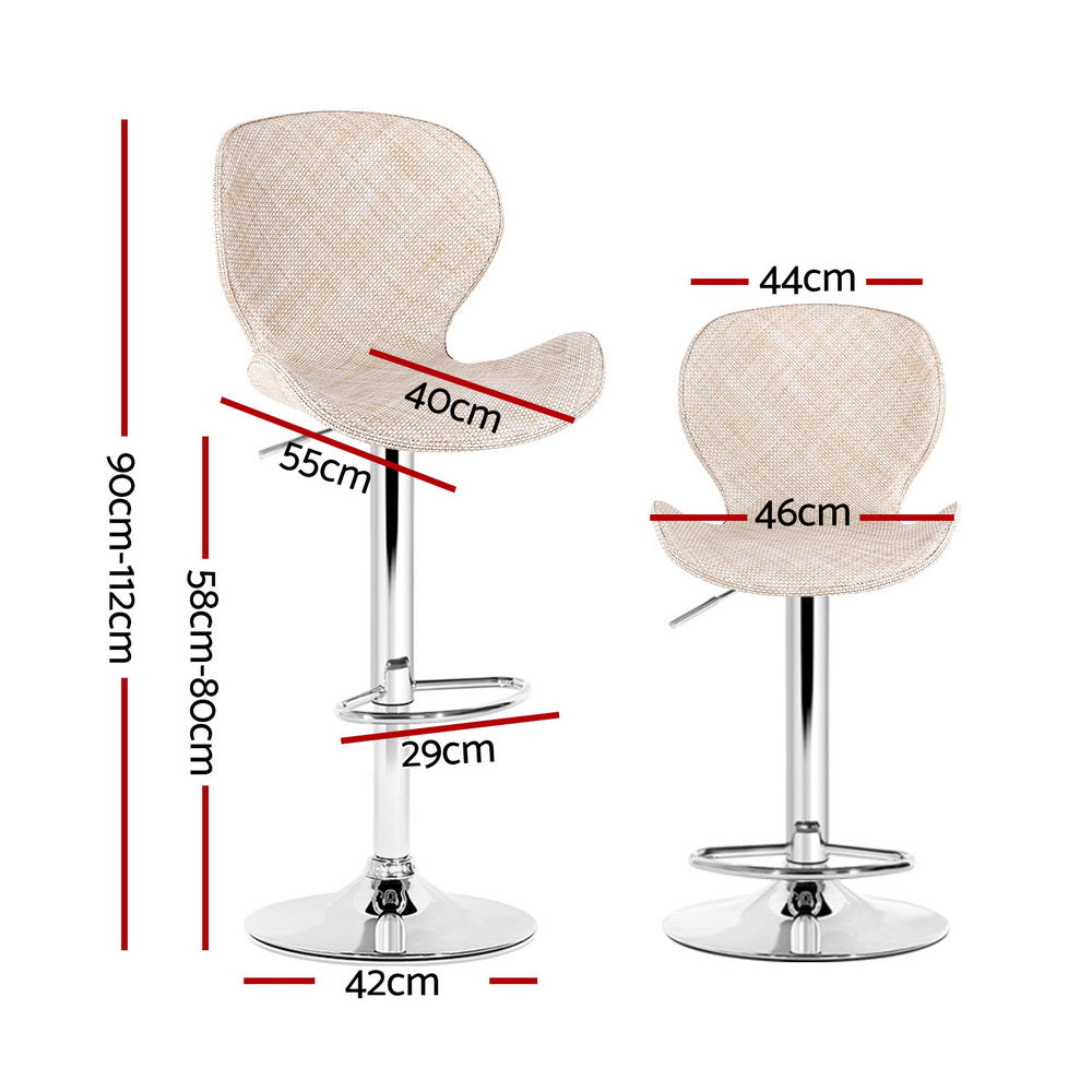 Table & Bar Stools: Artiss 4x Bar Stools Kitchen Swivel Gas Lift Counter Chair Wing PE Rattan Beige