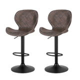 Artiss 2x Bar Stools Kitchen Swivel Gas Lift Counter Chair Wing PE Rattan Brown