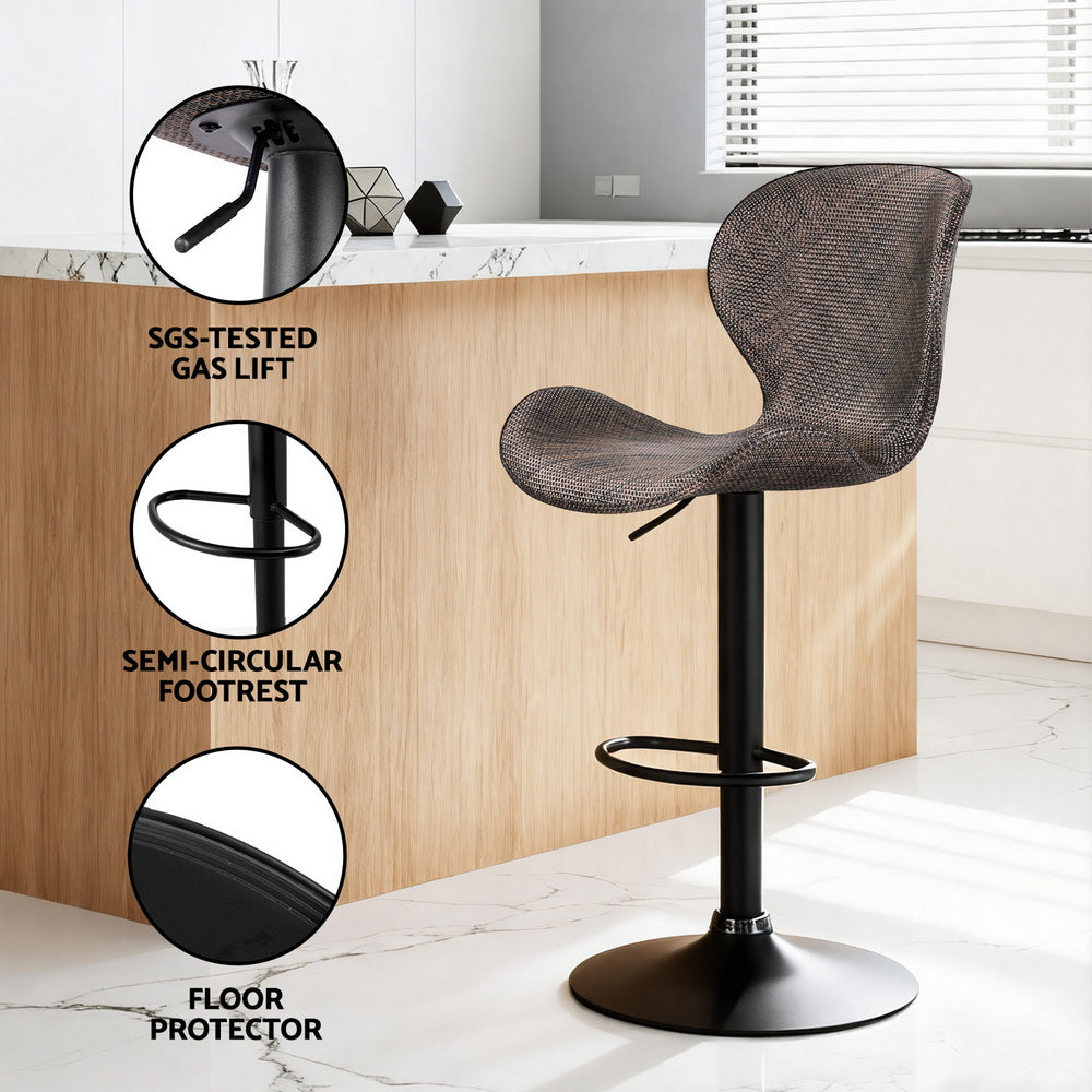Table & Bar Stools: Artiss 2x Bar Stools Kitchen Swivel Gas Lift Counter Chair Wing PE Rattan Brown