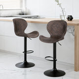 Artiss 2x Bar Stools Kitchen Swivel Gas Lift Counter Chair Wing PE Rattan Brown