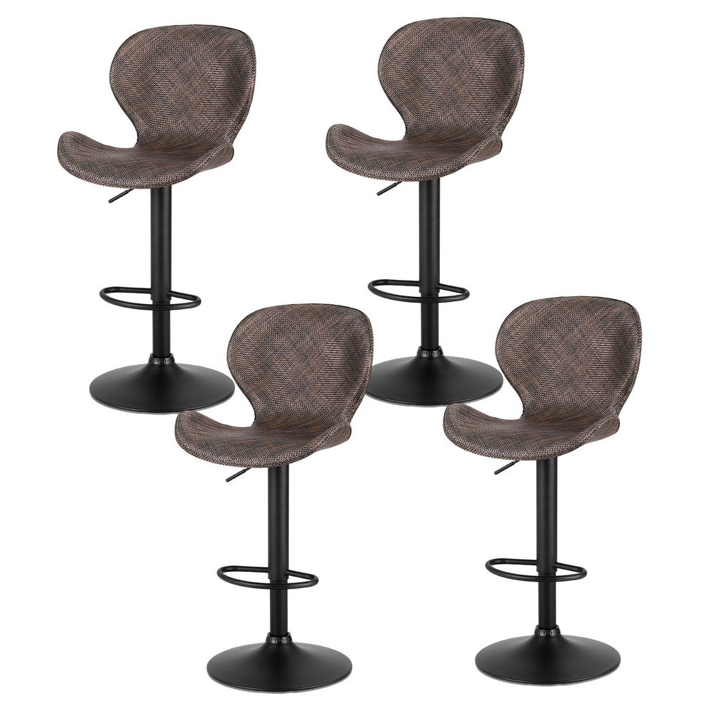 Table & Bar Stools: Artiss 4x Bar Stools Kitchen Swivel Gas Lift Counter Chair Wing PE Rattan Brown
