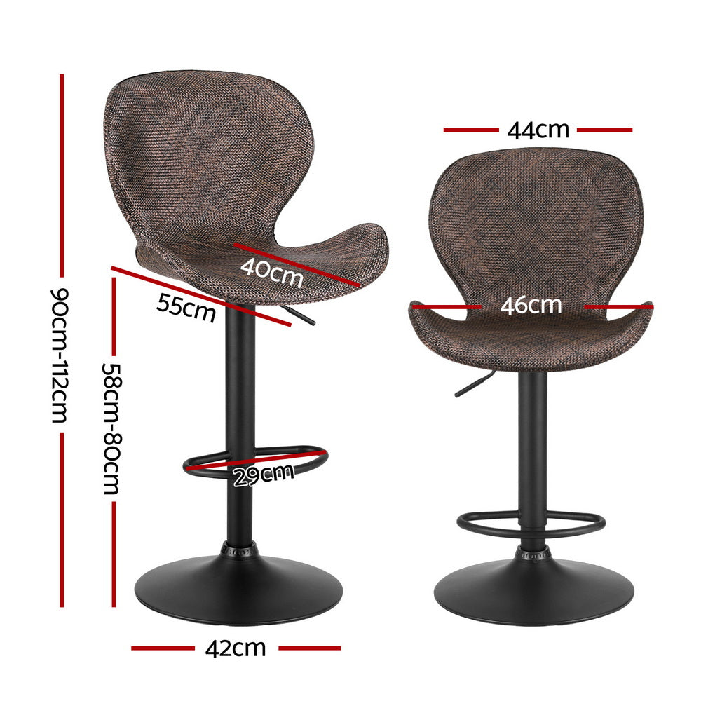 Table & Bar Stools: Artiss 4x Bar Stools Kitchen Swivel Gas Lift Counter Chair Wing PE Rattan Brown