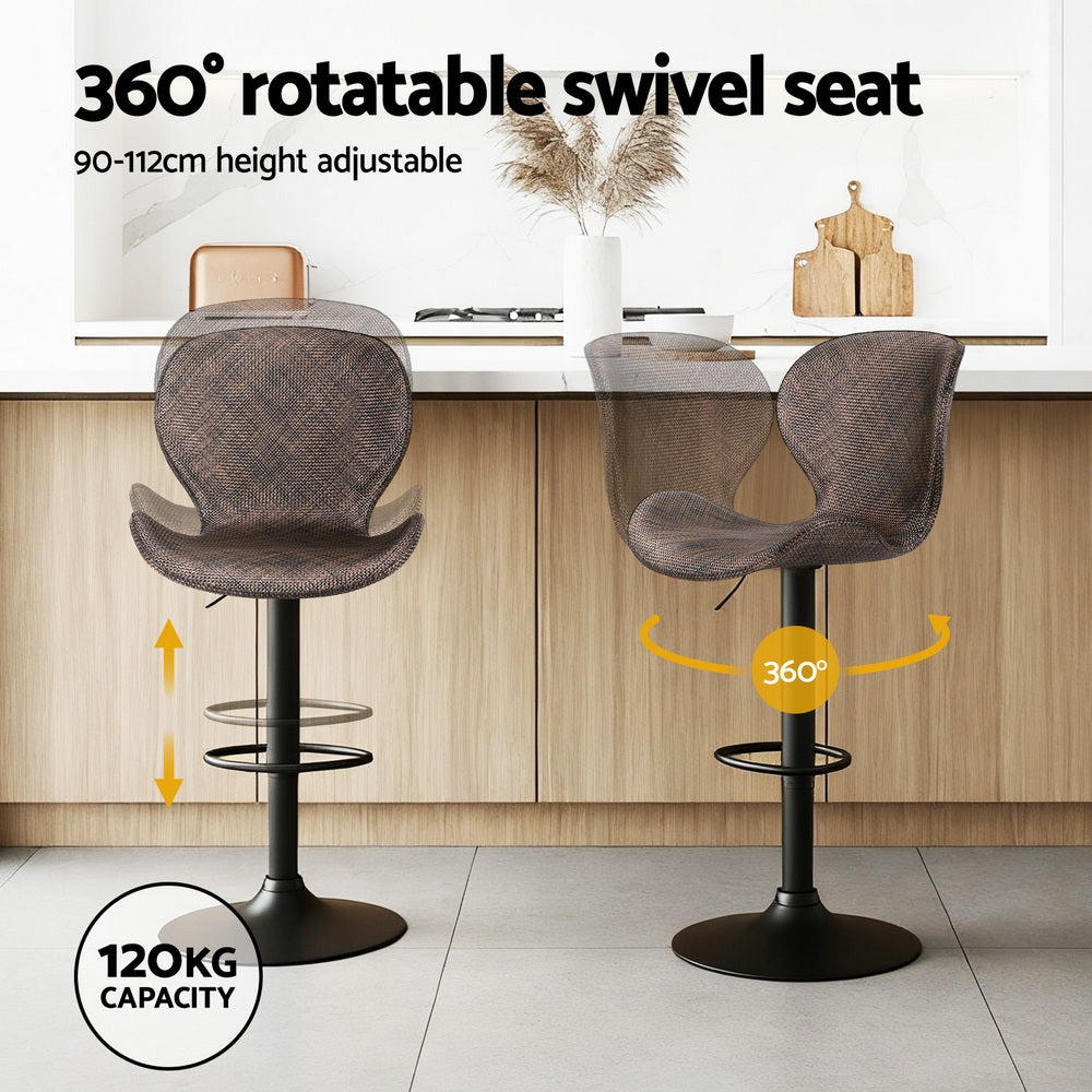Table & Bar Stools: Artiss 4x Bar Stools Kitchen Swivel Gas Lift Counter Chair Wing PE Rattan Brown
