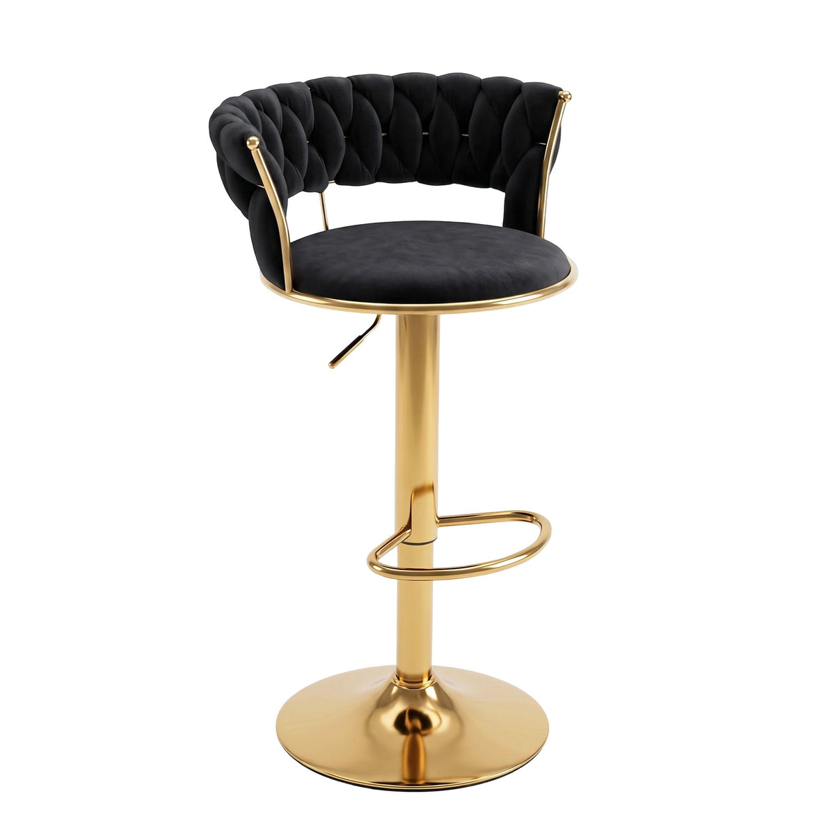 Artiss Bar Stool X1 Gas Lift Adjustable Velvet Woven Backrest Vivien Black