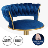 Table & Bar Stools: Artiss Bar Stools Gas Lift Velvet Woven Backrest Navy