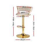 Table & Bar Stools: Artiss Bar Stools Gas Lift Velvet Woven Backrest Ivory