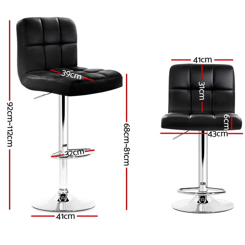 Table & Bar Stools: Artiss 4x Bar Stools Leather Gas Lift Black