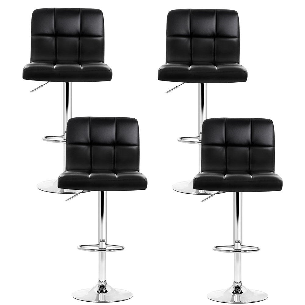 Table & Bar Stools: Artiss 4x Bar Stools Leather Gas Lift Black