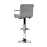 Table & Bar Stools: Artiss 4x Bar Stools Fabric Gas Lift w/Armrest Grey