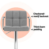 Table & Bar Stools: Artiss 4x Bar Stools Fabric Gas Lift w/Armrest Grey