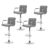 Table & Bar Stools: Artiss 4x Bar Stools Fabric Gas Lift w/Armrest Grey