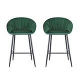 Artiss 2x Bar Stools Kitchen Dining Chair Counter Stool Tub Velvet Metal Green