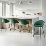 Artiss 4x Bar Stools Kitchen Dining Chair Counter Stool Tub Velvet Metal Green