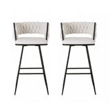 Artiss 2x Bar Stools Kitchen Dining Chair Counter Stool Woven Velvet Metal Ivory