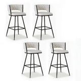 Artiss 4x Bar Stools Kitchen Dining Chair Counter Stool Woven Velvet Metal Ivory