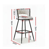 Artiss 4x Bar Stools Kitchen Dining Chair Counter Stool Woven Velvet Metal Ivory