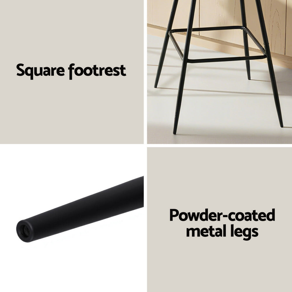Table & Bar Stools: Artiss 4x Bar Stools Kitchen Dining Chair Counter Stool Woven Velvet Metal Ivory