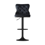Artiss 1x Velvet Bar Stool Adjustable Height Nailhead Trim Kitchen Counter Stool