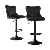 Table & Bar Stools: Artiss 2x Velvet Bar Stool Adjustable Height Nailhead Trim Kitchen Counter Stool