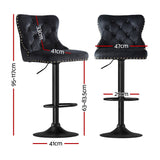 Table & Bar Stools: Artiss 2x Velvet Bar Stool Adjustable Height Nailhead Trim Kitchen Counter Stool