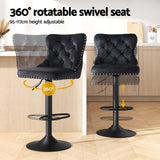 Table & Bar Stools: Artiss 2x Velvet Bar Stool Adjustable Height Nailhead Trim Kitchen Counter Stool