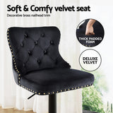 Table & Bar Stools: Artiss 2x Velvet Bar Stool Adjustable Height Nailhead Trim Kitchen Counter Stool