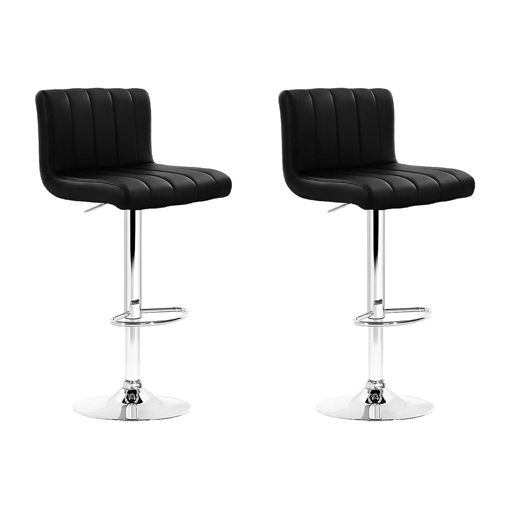 Table & Bar Stools: Artiss 2x Bar Stools Gas Lift Leather Chairs Black
