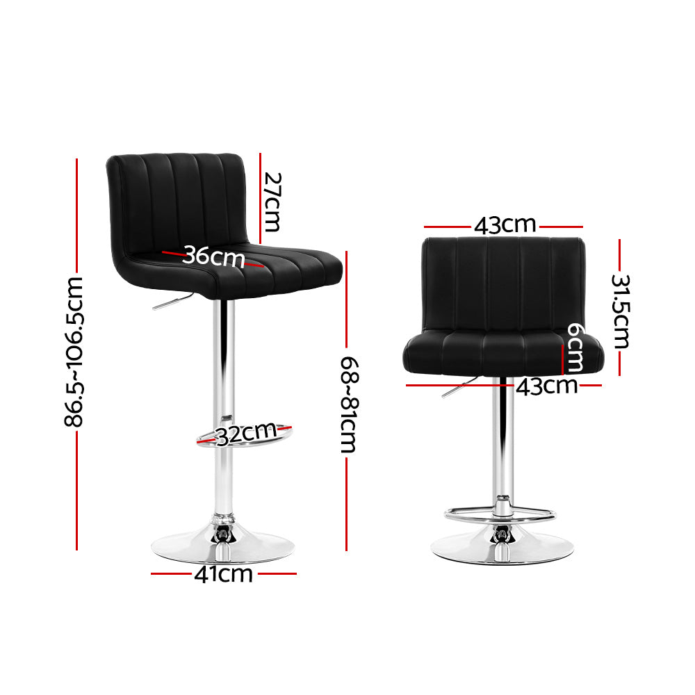 Table & Bar Stools: Artiss 2x Bar Stools Gas Lift Leather Chairs Black