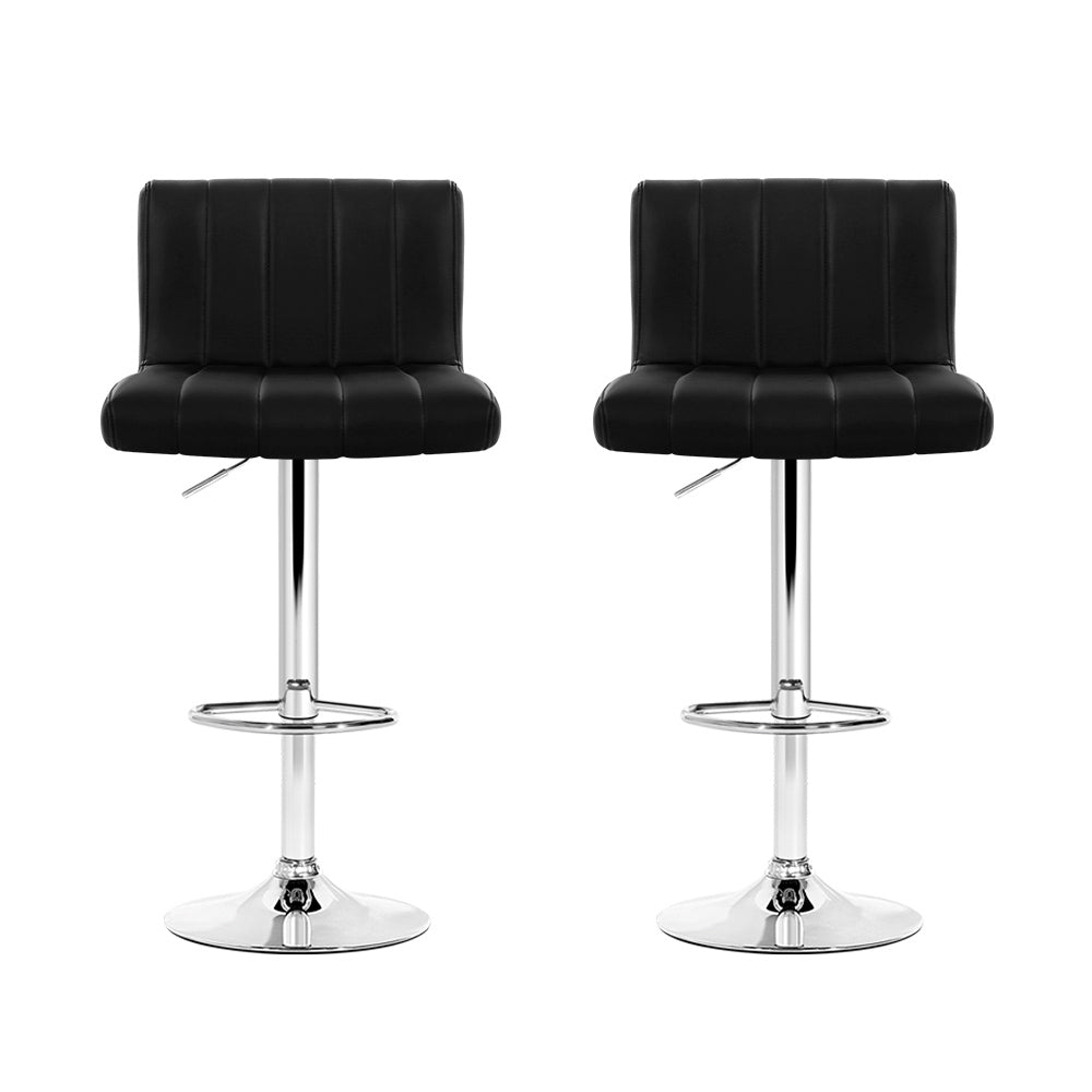 Table & Bar Stools: Artiss 2x Bar Stools Gas Lift Leather Chairs Black