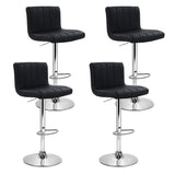 Table & Bar Stools: Artiss 4x Bar Stools Gas Lift Leather Black