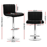 Table & Bar Stools: Artiss 4x Bar Stools Gas Lift Leather Black