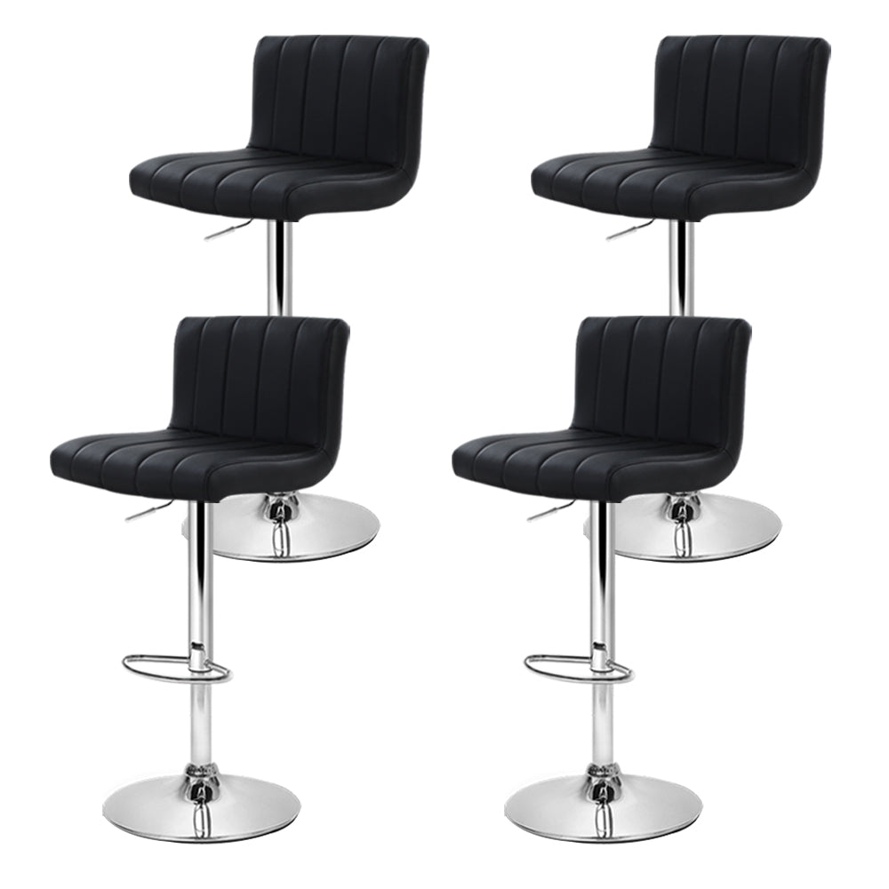 Table & Bar Stools: Artiss 4x Bar Stools Gas Lift Leather Black