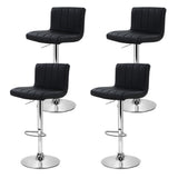 Table & Bar Stools: Artiss 4x Bar Stools Gas Lift Leather Black