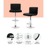 Table & Bar Stools: Artiss 4x Bar Stools Gas Lift Leather Black