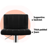 Table & Bar Stools: Artiss 4x Bar Stools Gas Lift Leather Black