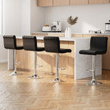 Table & Bar Stools: Artiss 4x Bar Stools Gas Lift Leather Black