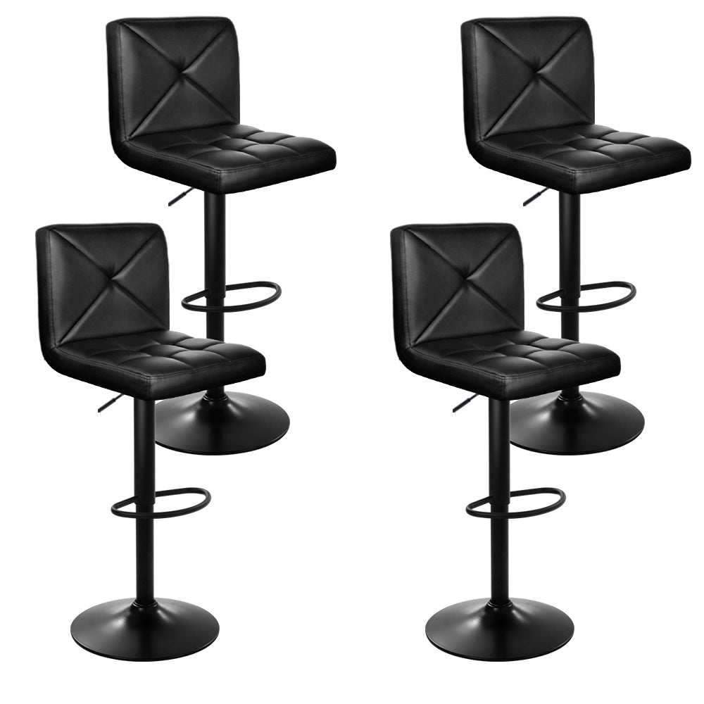 Table & Bar Stools: Artiss 4x Bar Stools Gas Lift Leather Chair Black