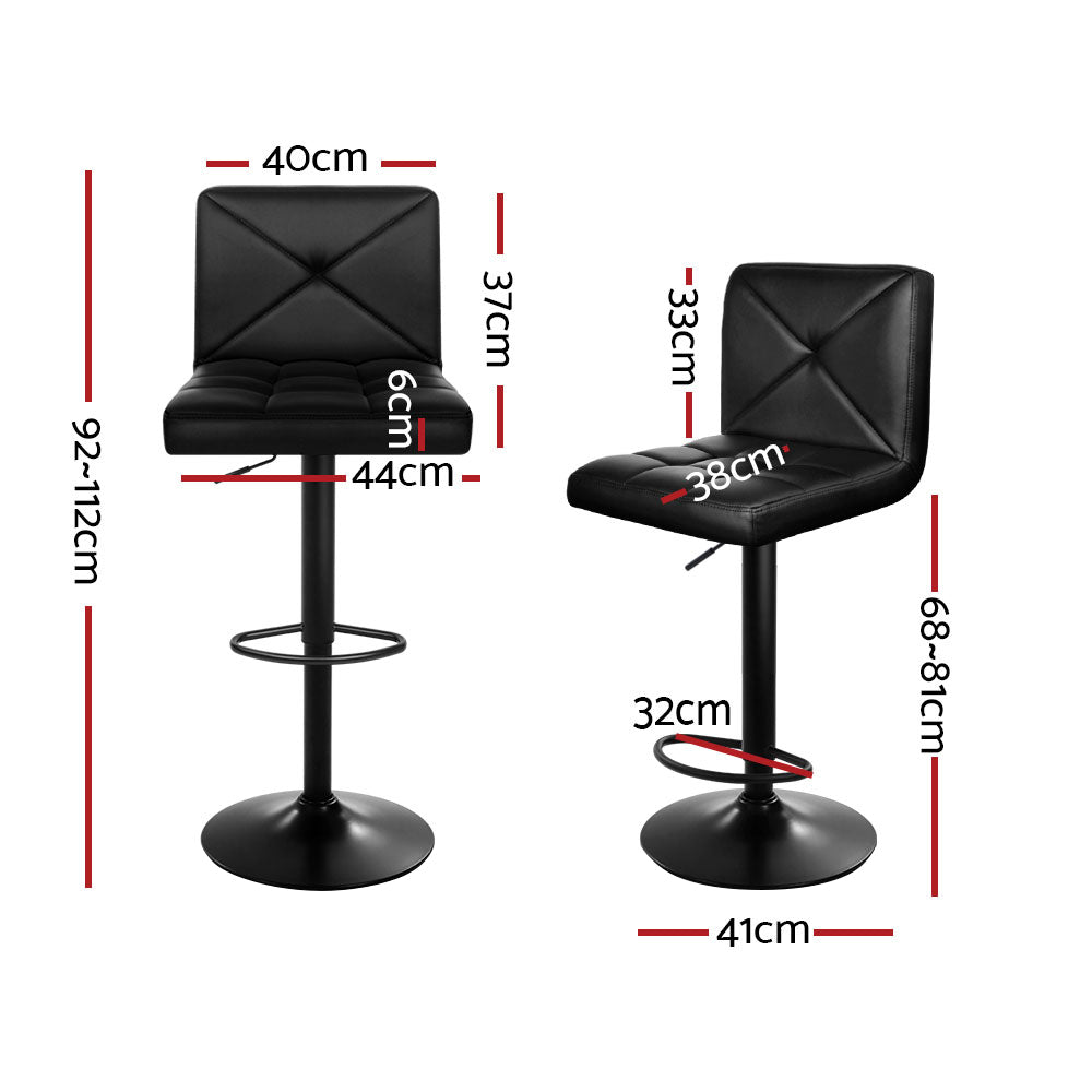 Table & Bar Stools: Artiss 4x Bar Stools Gas Lift Leather Chair Black