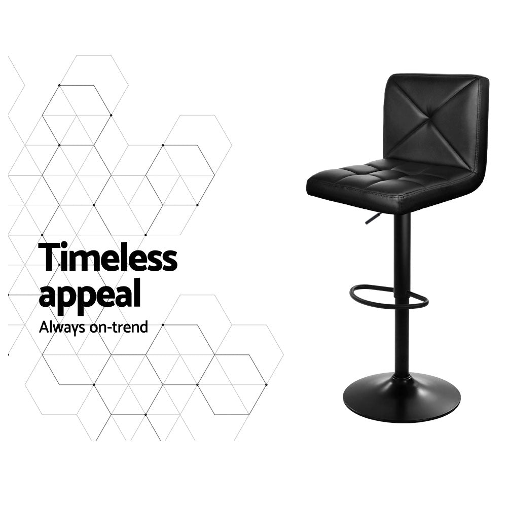 Table & Bar Stools: Artiss 4x Bar Stools Gas Lift Leather Chair Black