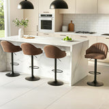 Artiss 4x Bar Stools Kitchen Swivel Gas Lift Counter Chair Shell Leather Brown