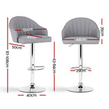 Artiss 4x Bar Stools Kitchen Swivel Gas Lift Counter Chair Shell Leather Grey
