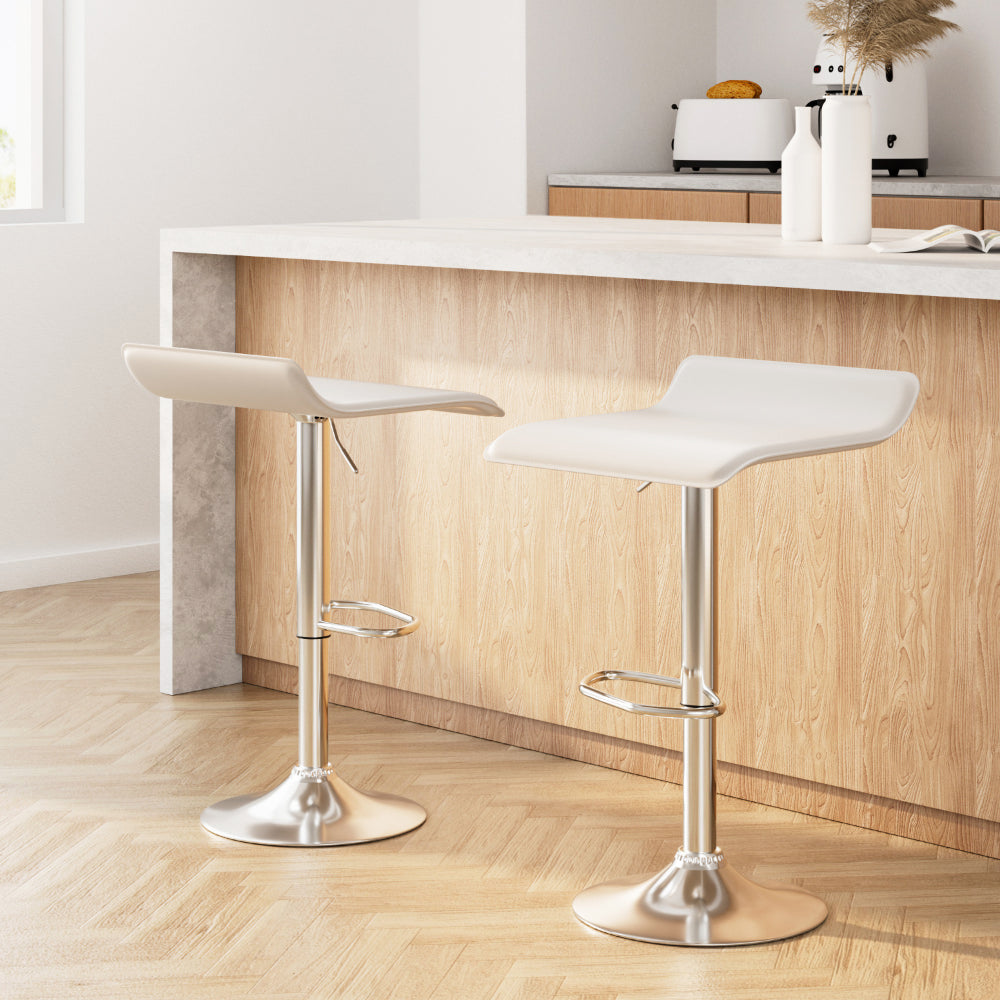 Table & Bar Stools: Artiss 2x Bar Stools Faux Leather Chair White