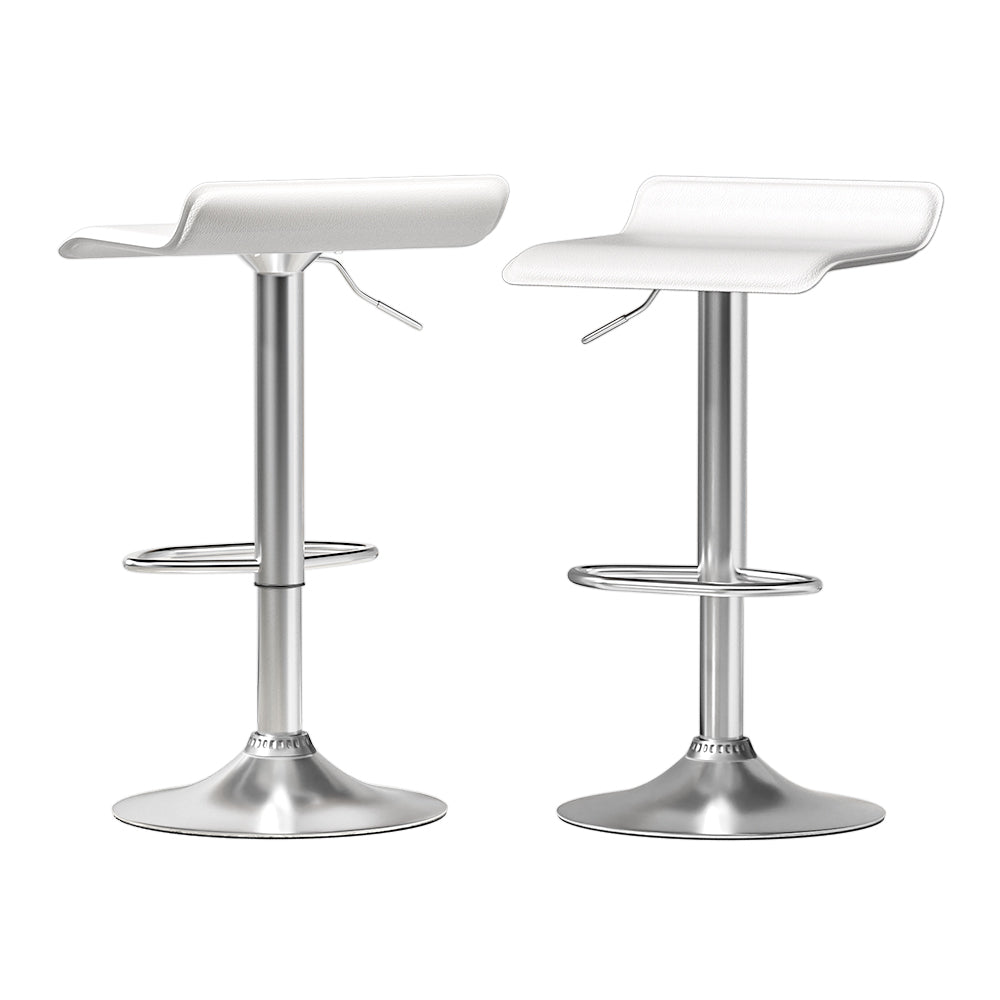 Table & Bar Stools: Artiss 2x Bar Stools Faux Leather Chair White