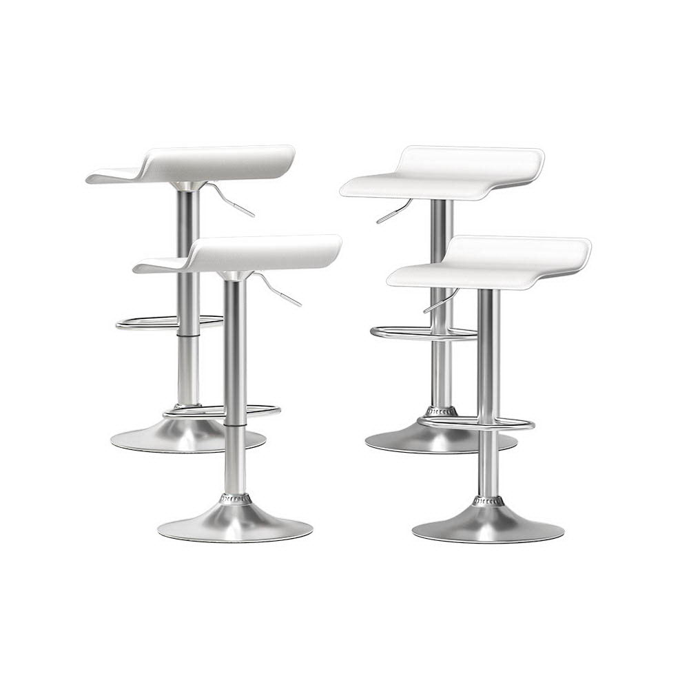 Table & Bar Stools: Artiss 4x Bar Stools Faux Leather Chair White