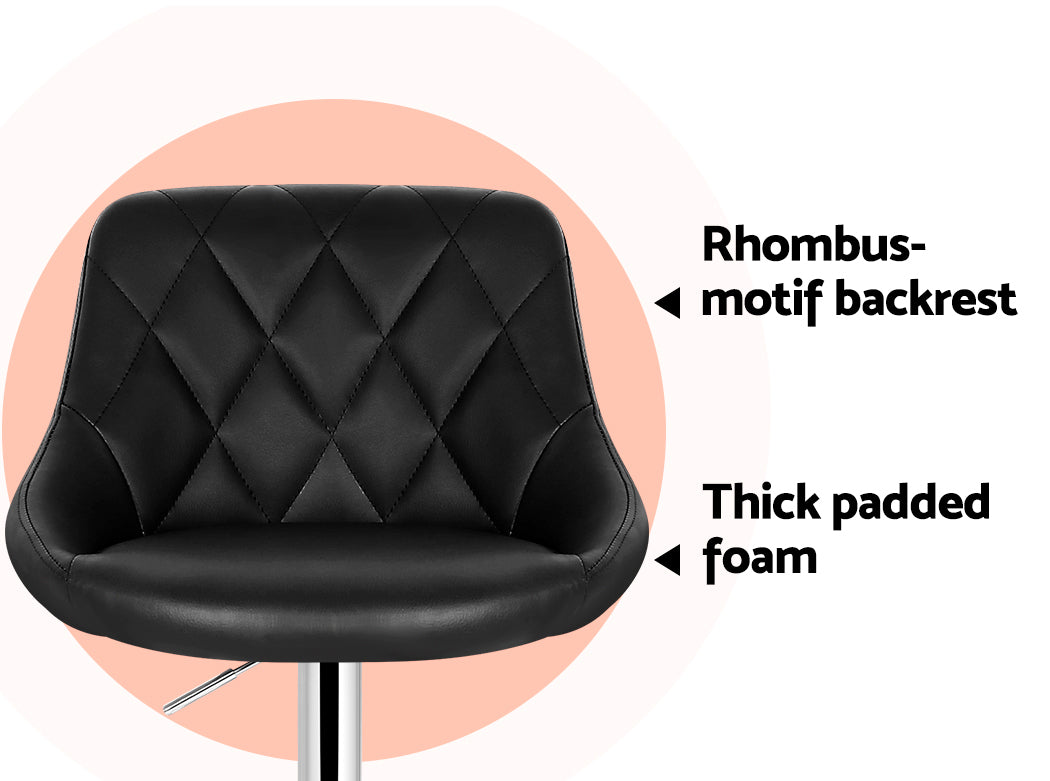 Table & Bar Stools: Artiss 2x Bar Stools Leather Padded Gas Lift Stool Black