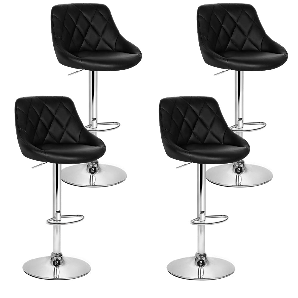 Table & Bar Stools: Artiss 4x Bar Stools Leather Padded Gas Lift Black